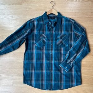 Beverly Hills Polo Club Blue Button Down Shirt Size Large EUC